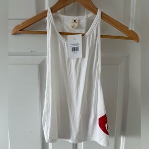 Rumble Spiritual Gagster Red Bolt Golden Coast Muscle Tank (White)